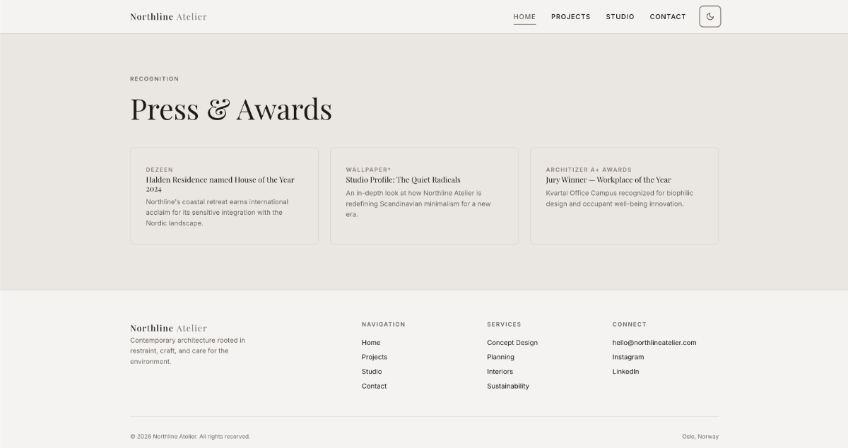 Northline Atelier — Website Design & Frontend Development — 5